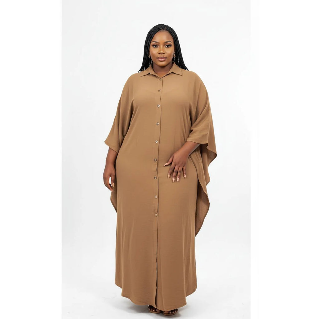 🌸 Front Button Casual Solid Color Maxi Sundress 👗